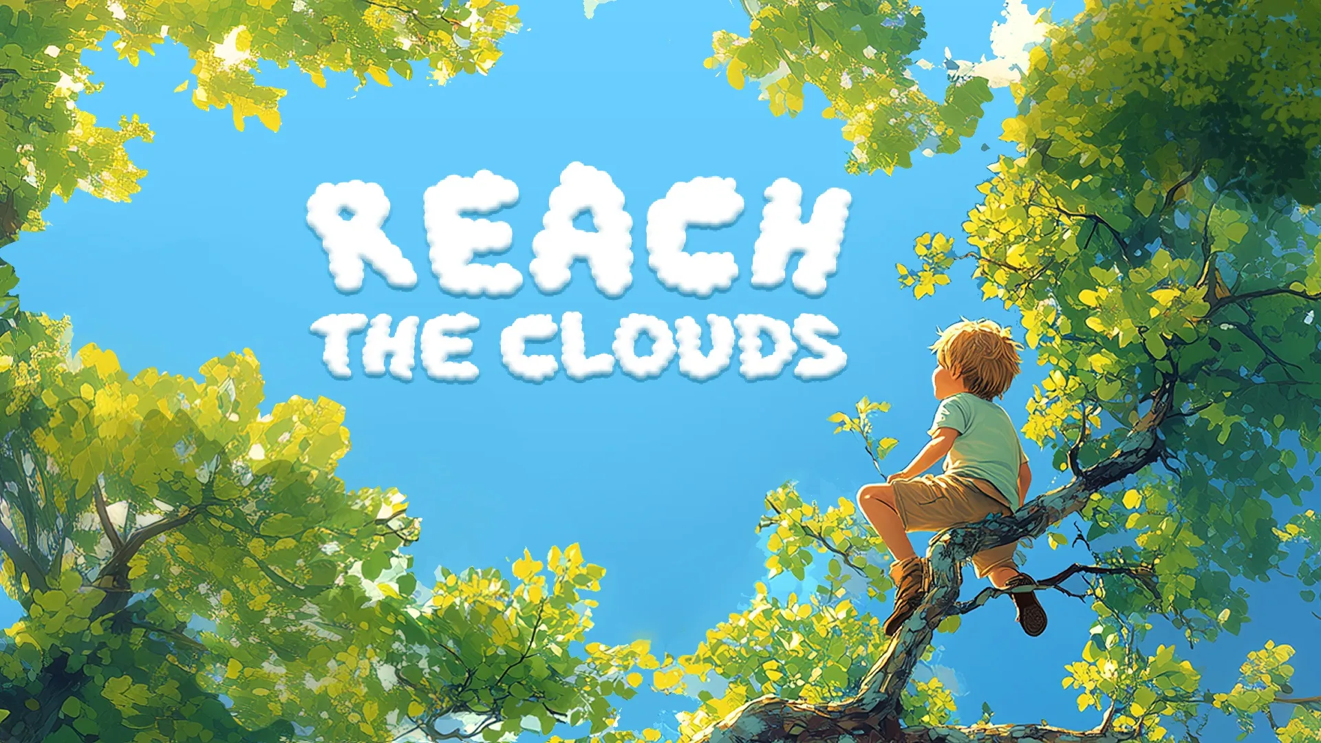 Reach The Clouds — VR demo with eye tracking by Carbon Studio, key art of a climber reaching for a branch in a cloudy sky
