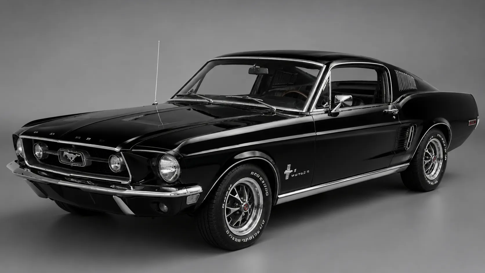 A finished, optimized 3D model of a classic Ford Mustang after processing — clean geometry, realistic paint and materials